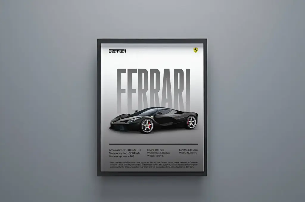Ferrari Aesthetic Wall Poster Frame